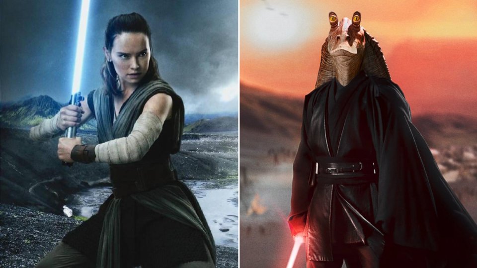 Rey a Jar-Jar